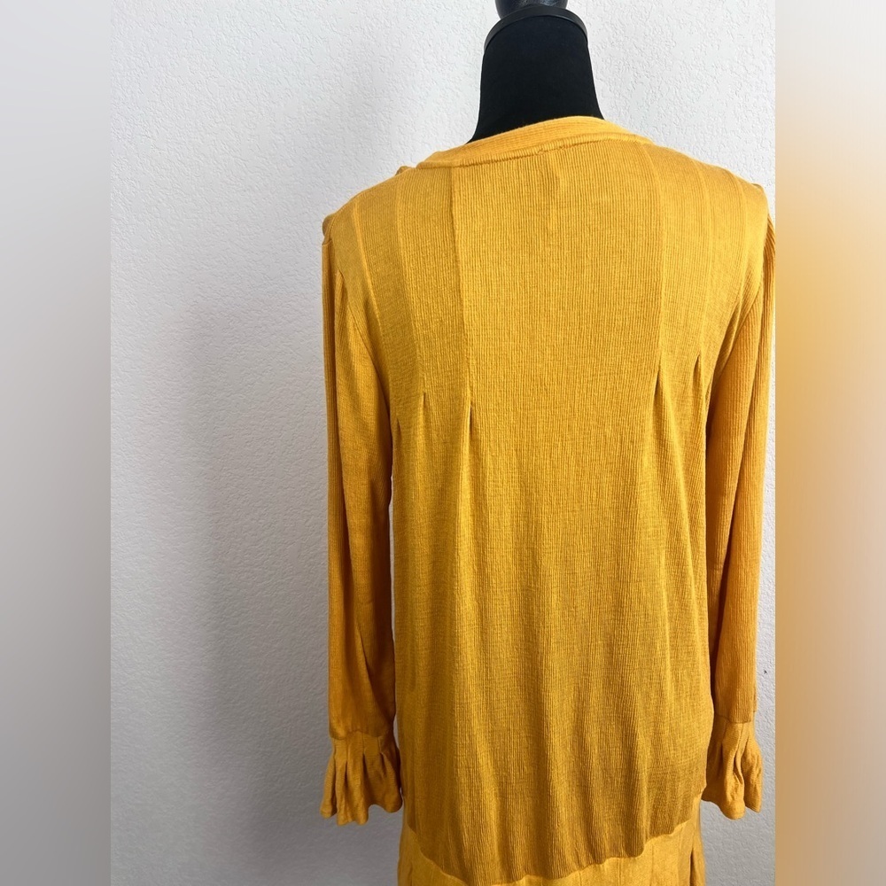 Free People Summer Strutting Yellow Long Sleeve Mini Dress Size Medium - Picture 6 of 11